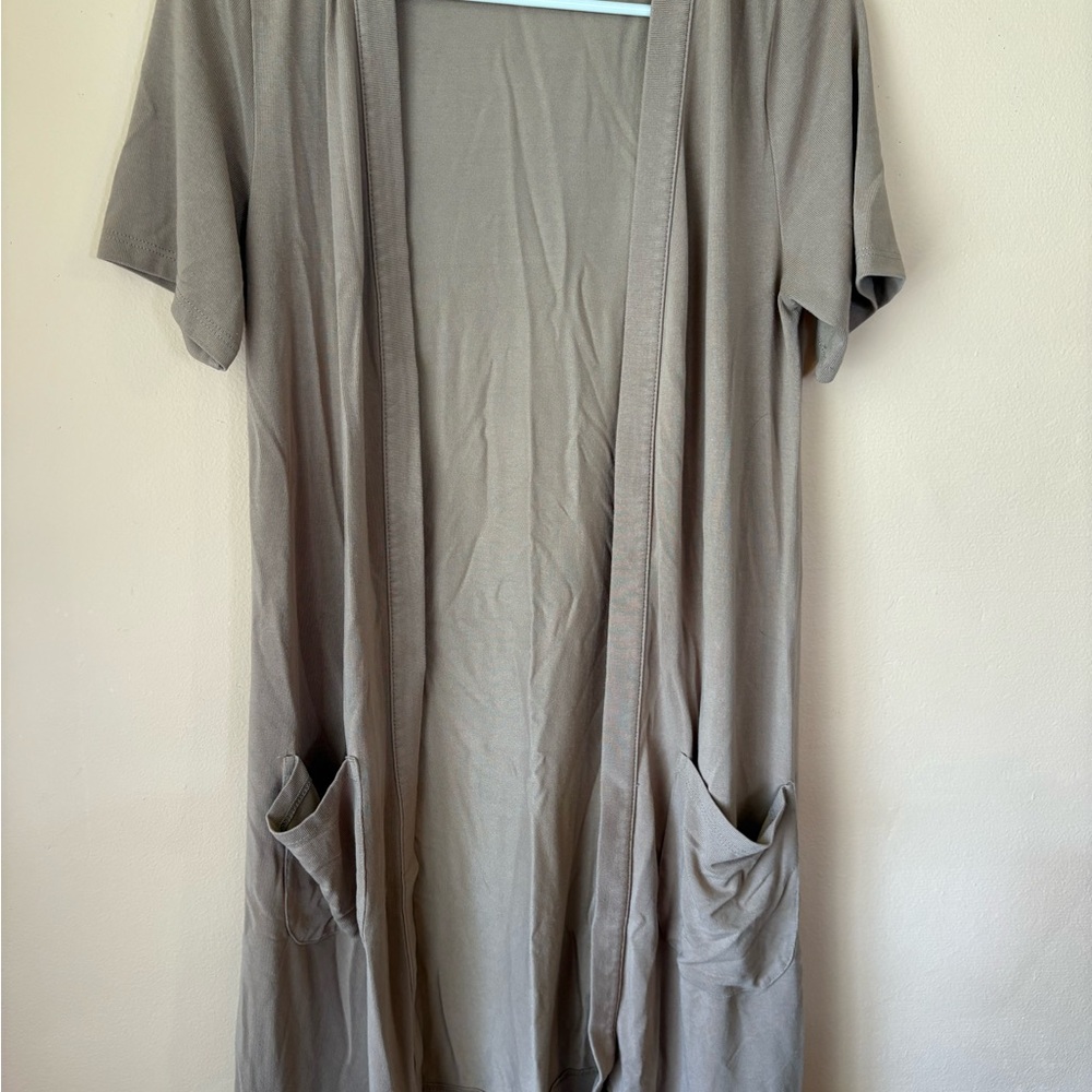 Tickled Teal Light Brown Knit Cardigan